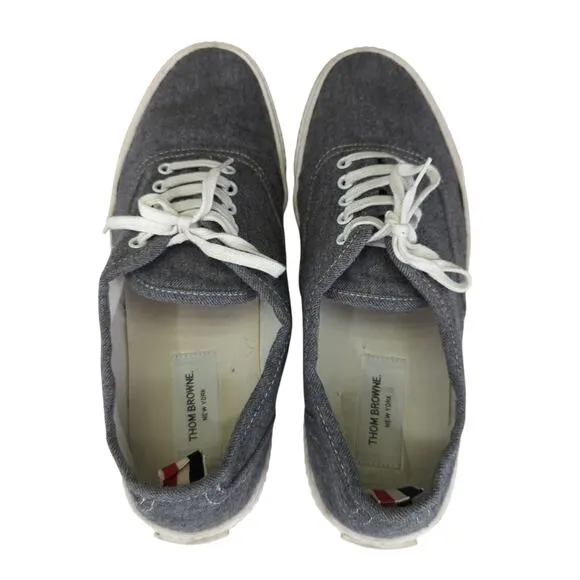 Thom Browne Heritage Boiled Wool Sneakers Trainers Gray Low Top Sneakers Mens 12