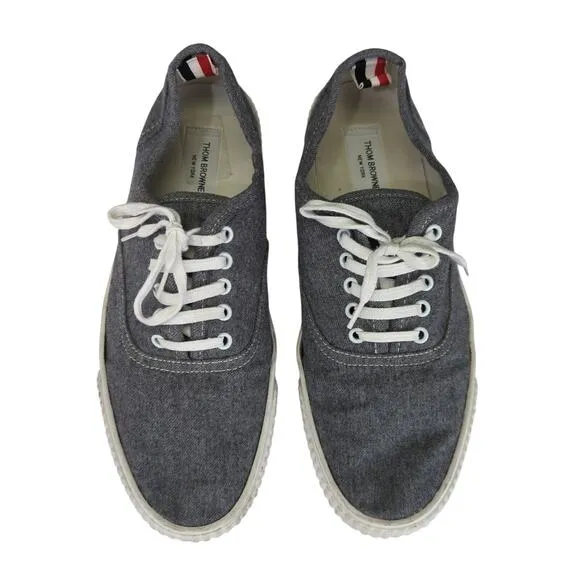 Thom Browne Heritage Boiled Wool Sneakers Trainers Gray Low Top Sneakers Mens 12