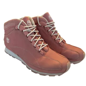Timberland Euro Dub Pink Leather Boots Hiking Outdoor Lug Sole Sz 8.5 Y2K