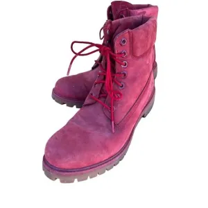 Timberland Men's Size 9M Premium 6&quot; WP Red Nubuck Leather Work Hiking Boots
