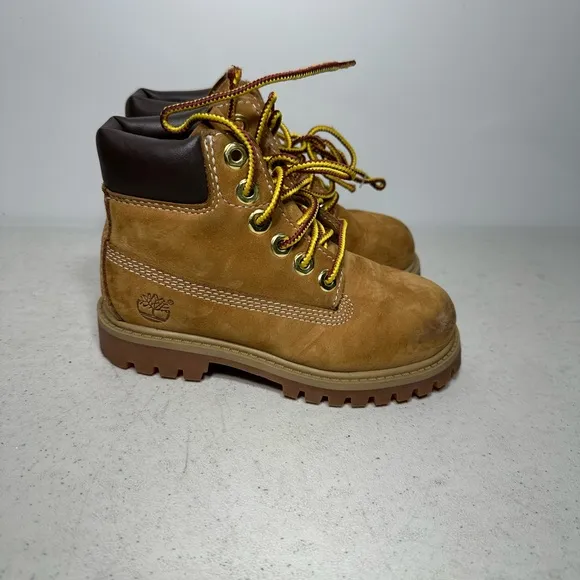 Timberland Premium Work Boots Toddler 9 Wheat Tan Leather Nubuck 12809B Hiking