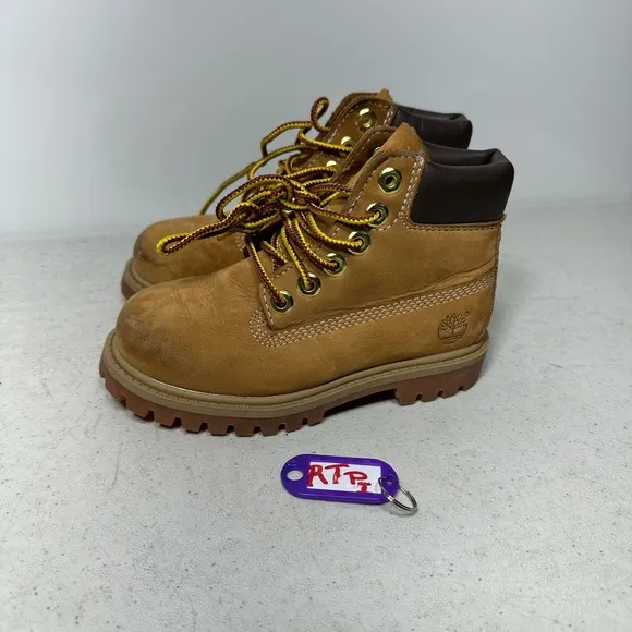 Timberland Premium Work Boots Toddler 9 Wheat Tan Leather Nubuck 12809B Hiking