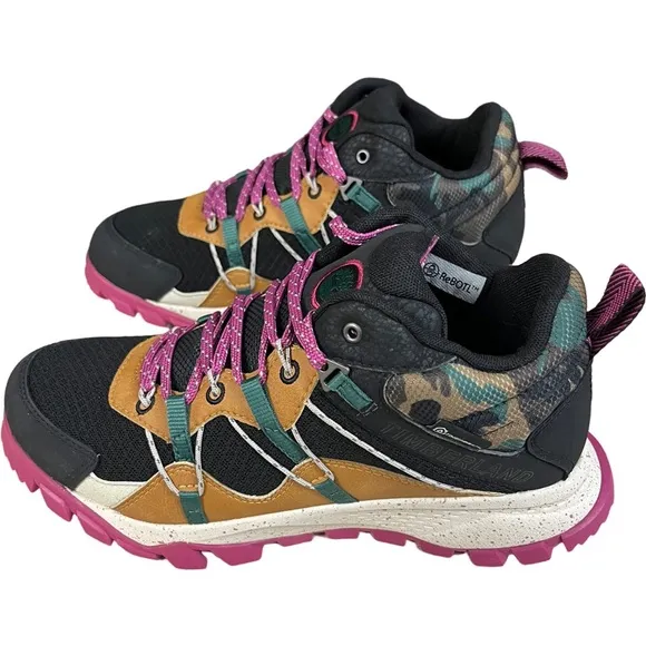 TIMBERLAND WOMEN'S GARRISON TRAIL WATERPROOF MID HIKER BLACK MESH W CAMO NEW