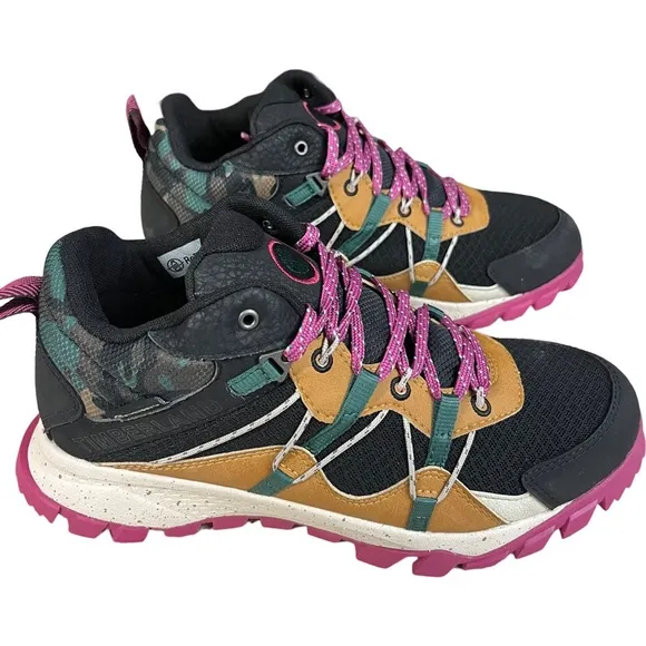 TIMBERLAND WOMEN'S GARRISON TRAIL WATERPROOF MID HIKER BLACK MESH W CAMO NEW