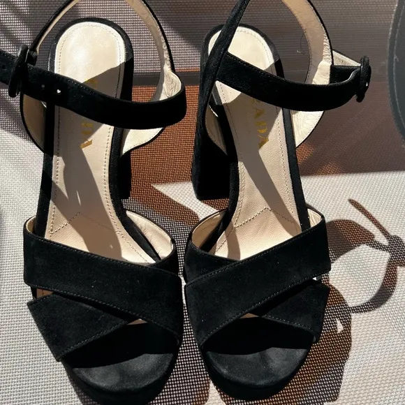 Timeless Black Prada Platform sandals