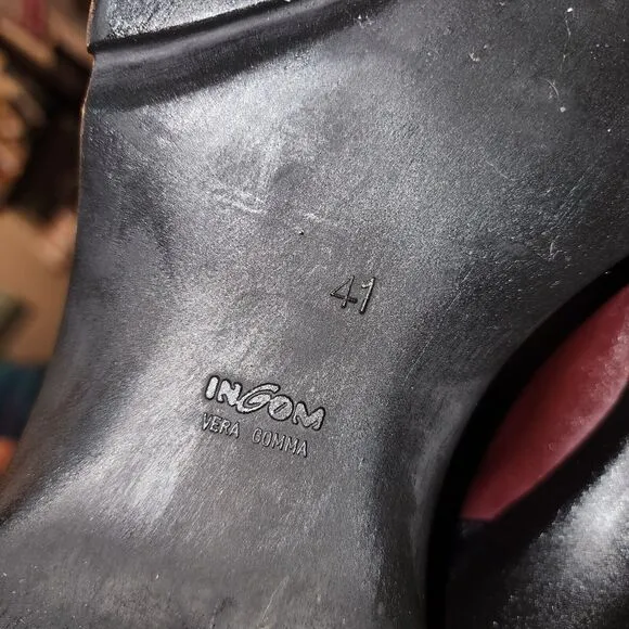 TKS CONTEMPORARY SHOES Sz 8 RARE Maroon Black Leather Chunky Y2K Vtg Punk Shoes