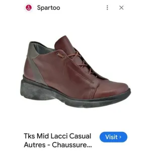TKS CONTEMPORARY SHOES Sz 8 RARE Maroon Black Leather Chunky Y2K Vtg Punk Shoes