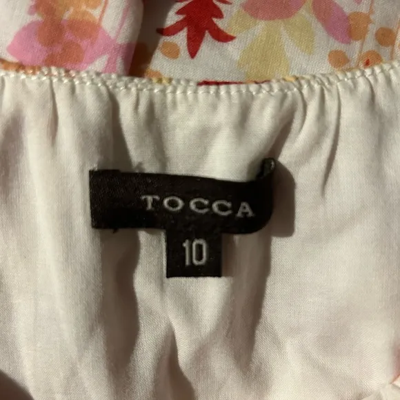 Tocca White With Pink &amp; Red Floral Print Sleeveless 100% Cotton Size 10 Dress.