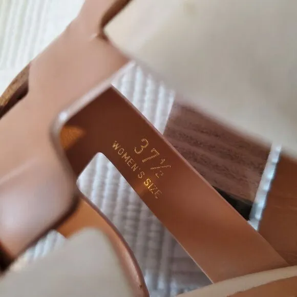 Tod's Italy Leather T-Bar Ankle Strap Platform‎ Heels Sandals Size 37.5