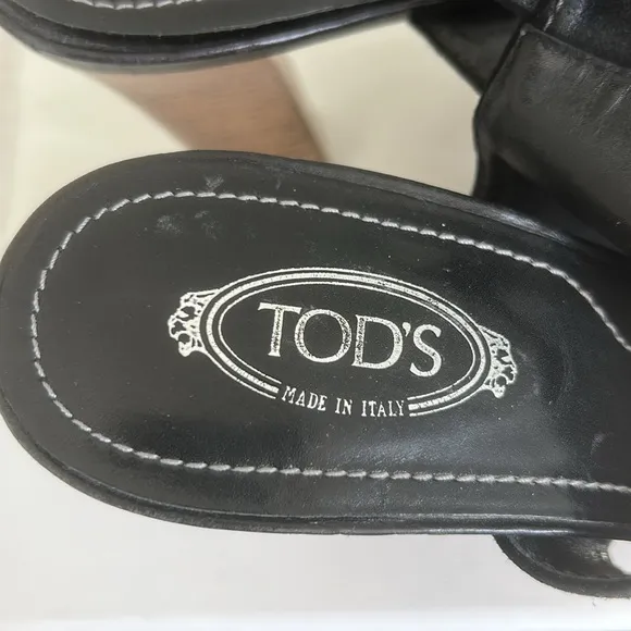 Tod's suede sandals stacked heels