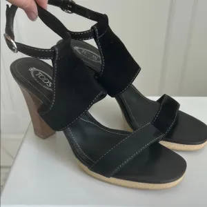 Tod's suede sandals stacked heels