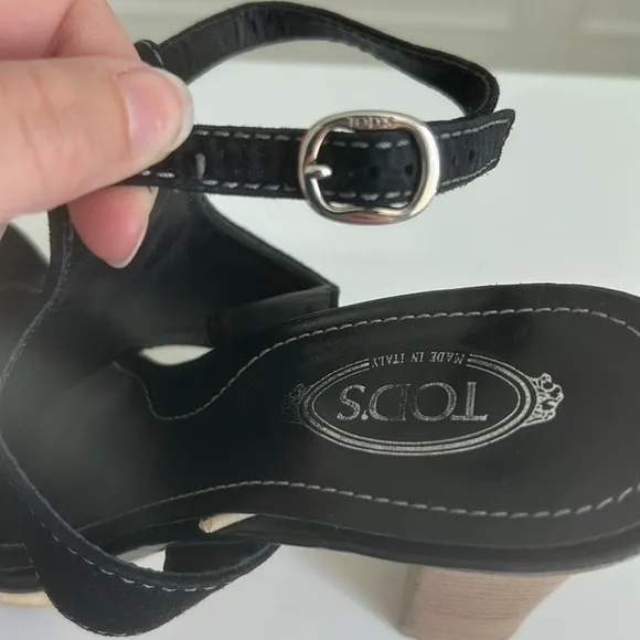 Tod's suede sandals stacked heels