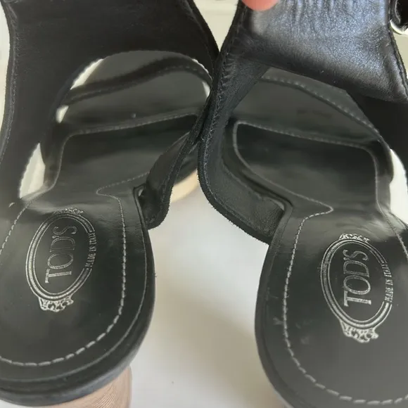 Tod's suede sandals stacked heels
