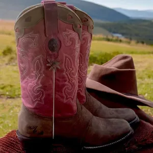 Tombstone Arena Queen Cowboy Boots Pink Brown Leather Mexico Western Size 10