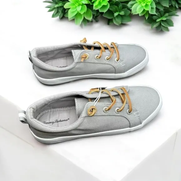 Tommy Bahama Women’s Barrel Tied Rawhide Laces Sneakers Gray Size 9.5 NWT