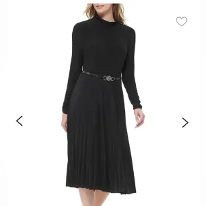 Tommy Hilfiger Rare Beautiful Midi Dark Blue Mock Neck Belted Dress