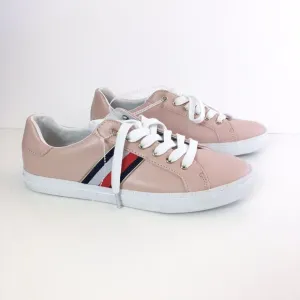 Tommy Hilfiger Women 9 Twlenka Sneakers Pink Striped Leather Lace Up NEW