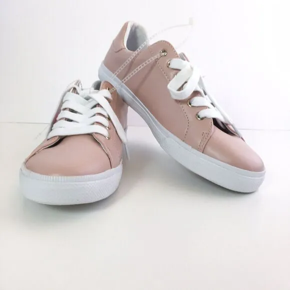 Tommy Hilfiger Women 9 Twlenka Sneakers Pink Striped Leather Lace Up NEW