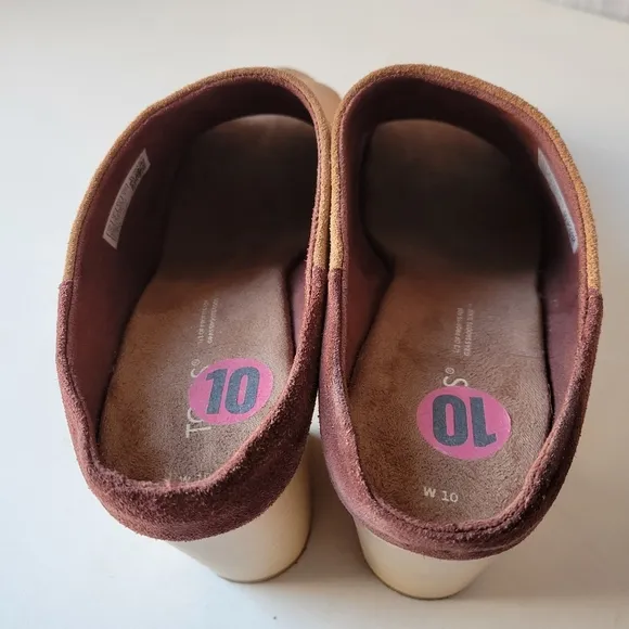 TOMS women's Florence wood suede clogs sandals size 10