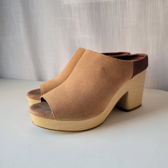 TOMS women's Florence wood suede clogs sandals size 10