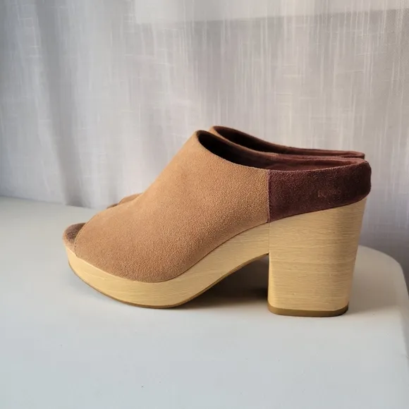 TOMS women's Florence wood suede clogs sandals size 10