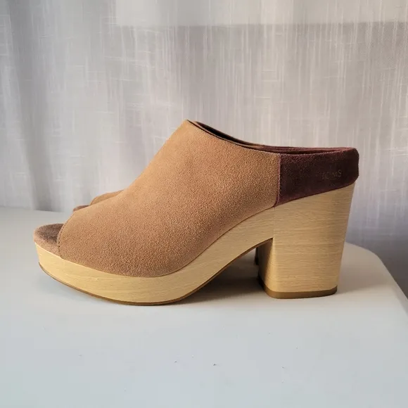 TOMS women's Florence wood suede clogs sandals size 10