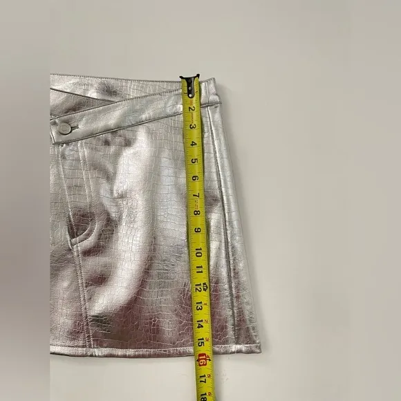 Torn By Ronny Kobo Silver Metallic Donnie Skirt Asymmetrical Waist M Spacecore