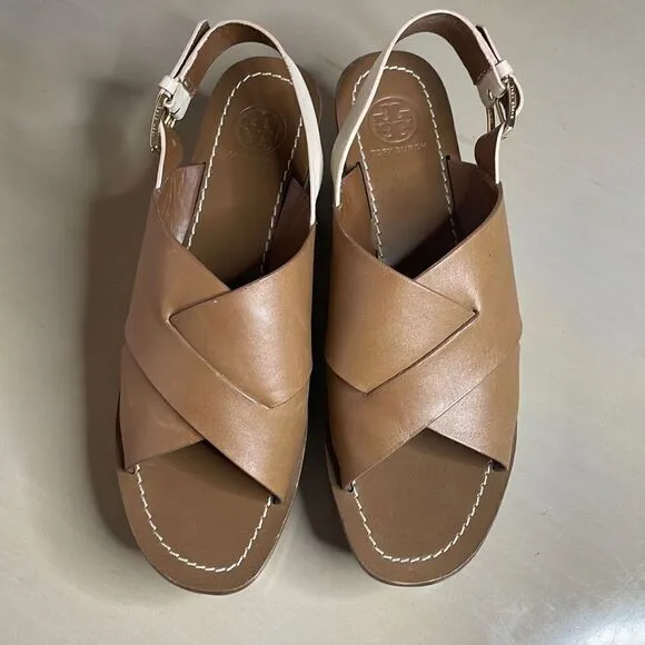 Tory Burch Flatform Wedge Slingback Sandals 8