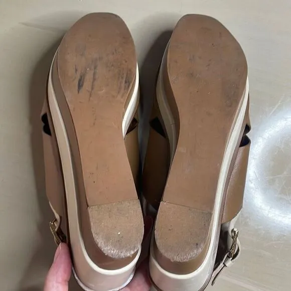 Tory Burch Flatform Wedge Slingback Sandals 8