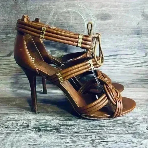 Tory Burch Leather Rope Heels Sandals