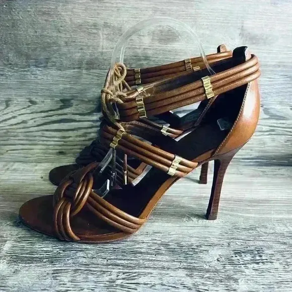 Tory Burch Leather Rope Heels Sandals