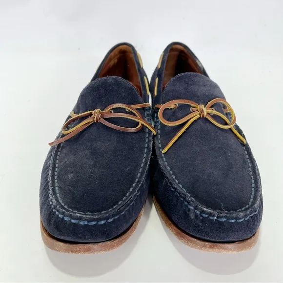 TRASK Sullivan Slip On Eye Tie Navy Suede Leather Slip On Loafers Shoes