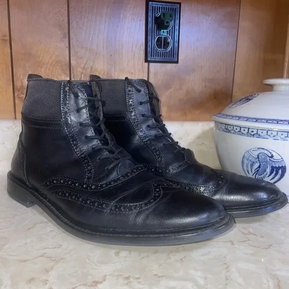 Trendy Penguin Baroque Black Oxford Boots Size 12