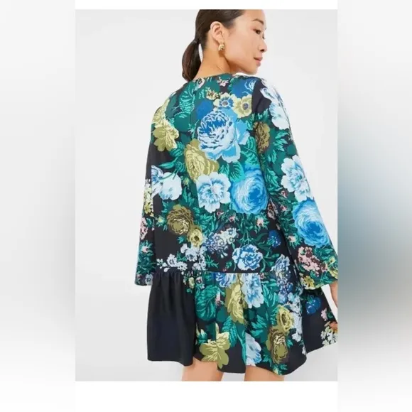 Tuckernuck Pierce Dress Black Verdant Floral Size XXS NWT Tiered Midi Cotton