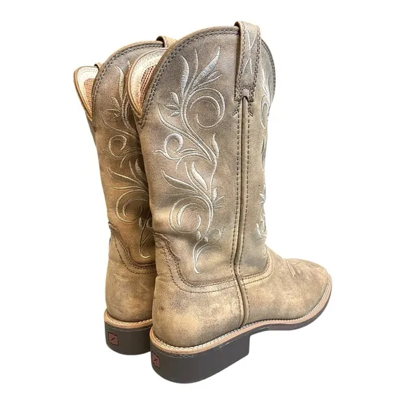 Twisted X Top Hand Brown Leather Cowboy Western Boots Shoes Women's 8 B WTH0012