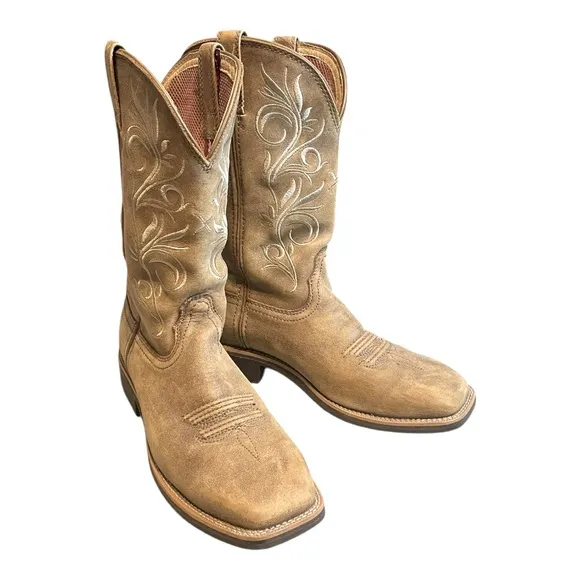 Twisted X Top Hand Brown Leather Cowboy Western Boots Shoes Women's 8 B WTH0012