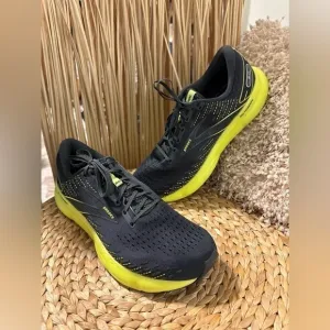UEC BROOKS MEN’S Glycerin Black &amp; Neon Running Shoes Sneakers Size 14
