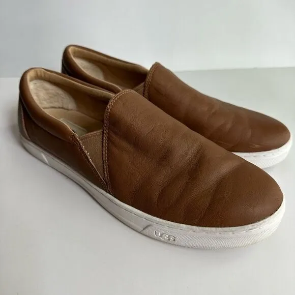 UGG Australia Brown Leather Slip On Comfort Shoes Size 11