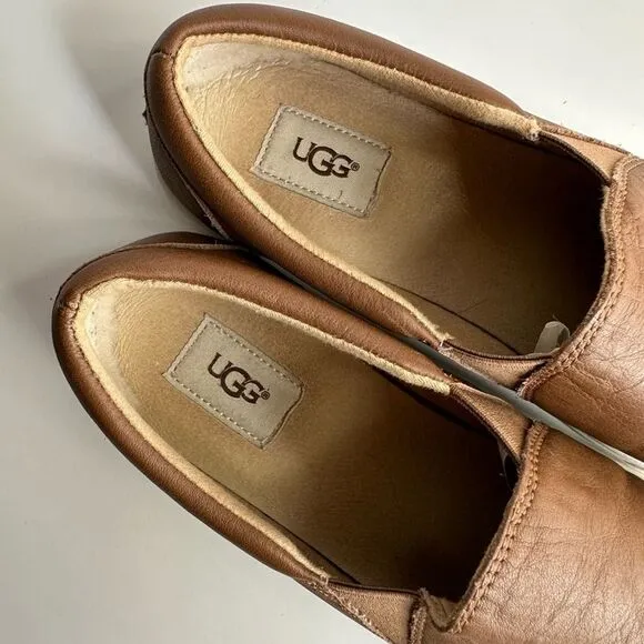 UGG Australia Brown Leather Slip On Comfort Shoes Size 11