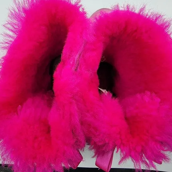 UGG Bailey Bow Girls 4 Pink Sheepskin Winter Cold Boots - 1017394K