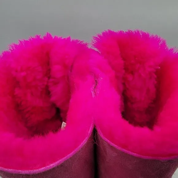 UGG Bailey Bow Girls 4 Pink Sheepskin Winter Cold Boots - 1017394K