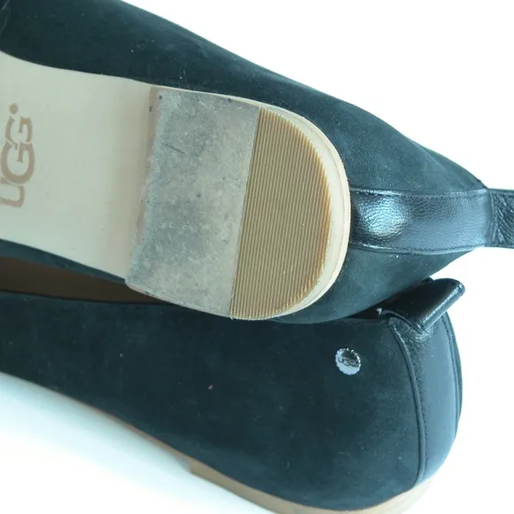 UGG Black Leather Suede “Lynley” Ballerina SZ 7
