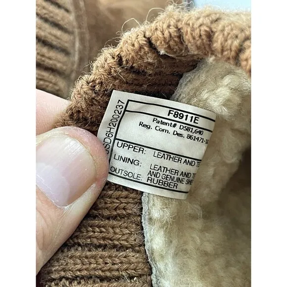 UGG Gael 1934 Women's 7 Brown Leather Shearling Lined Slip-On Wedge Mule Shoes