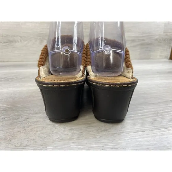 UGG Gael 1934 Women's 7 Brown Leather Shearling Lined Slip-On Wedge Mule Shoes