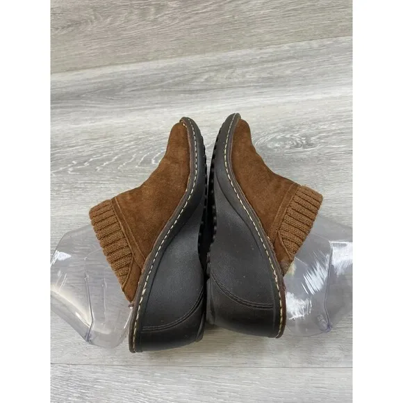 UGG Gael 1934 Women's 7 Brown Leather Shearling Lined Slip-On Wedge Mule Shoes