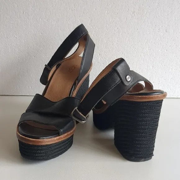 UGG Heels Platform Leather Sandals