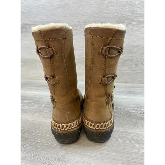 UGG Kona 5156 Women's 7 Brown Leather Shearling Lined Toggle MidCalf Winter Boot