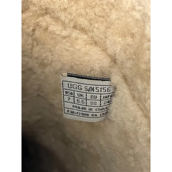 UGG Kona 5156 Women's 7 Brown Leather Shearling Lined Toggle MidCalf Winter Boot