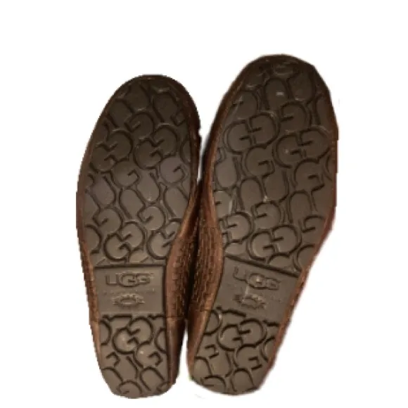 UGG Men's Chester Woven Boat Shoes Brown Leather Loafers Size 10