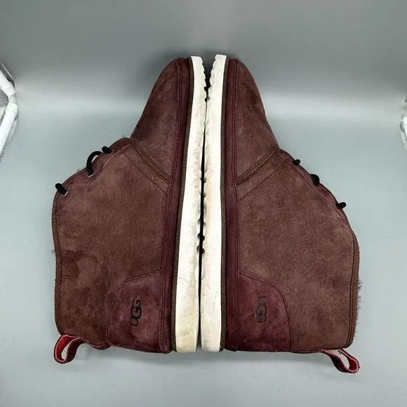 UGG Neumel Mens Size 18 Shoe Ankle Bootie Maroon Burgundy Fur Lined Lace Up Boot
